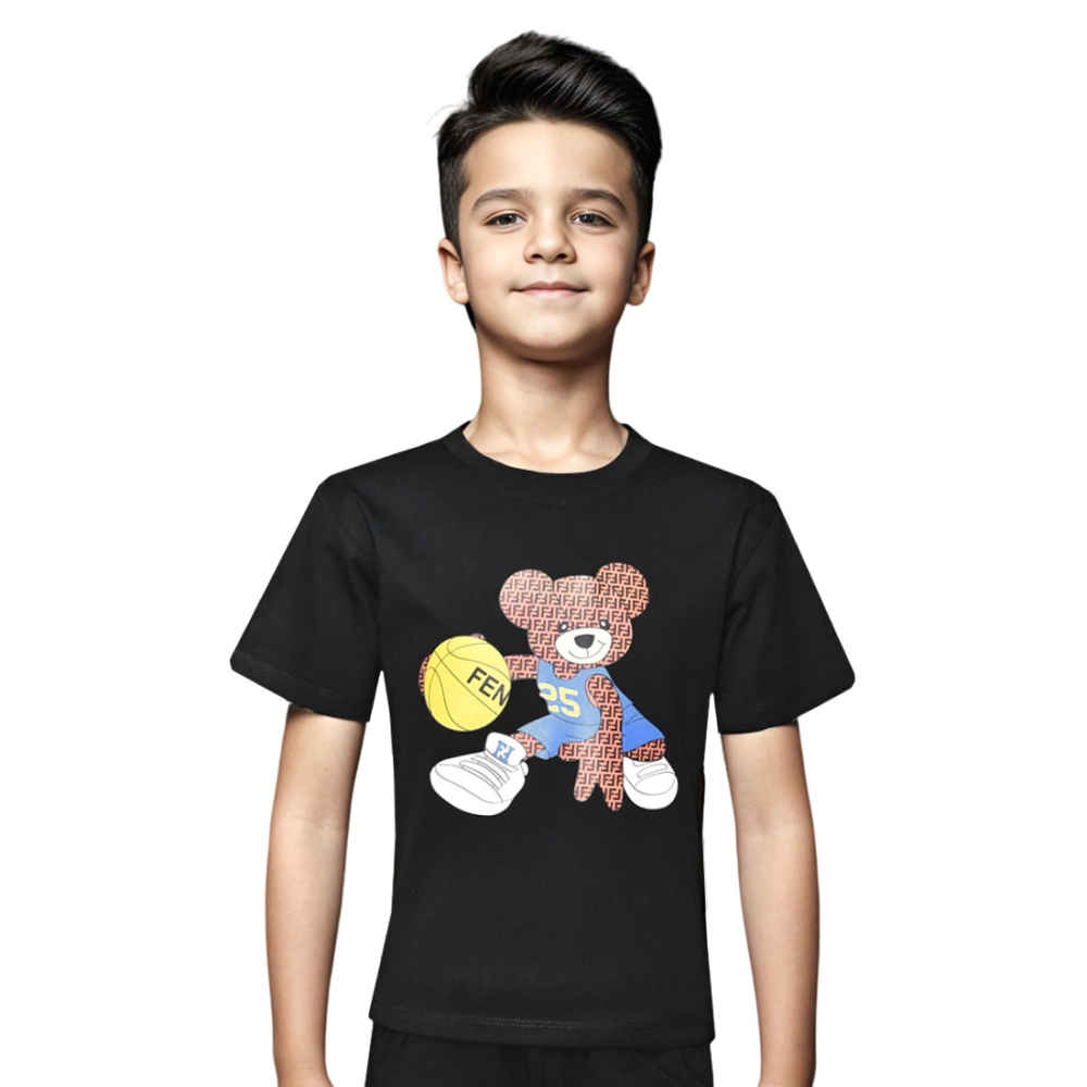 Fendi Basketball Teddy-Bear Black Premium Kids T-shirt-thumb-0