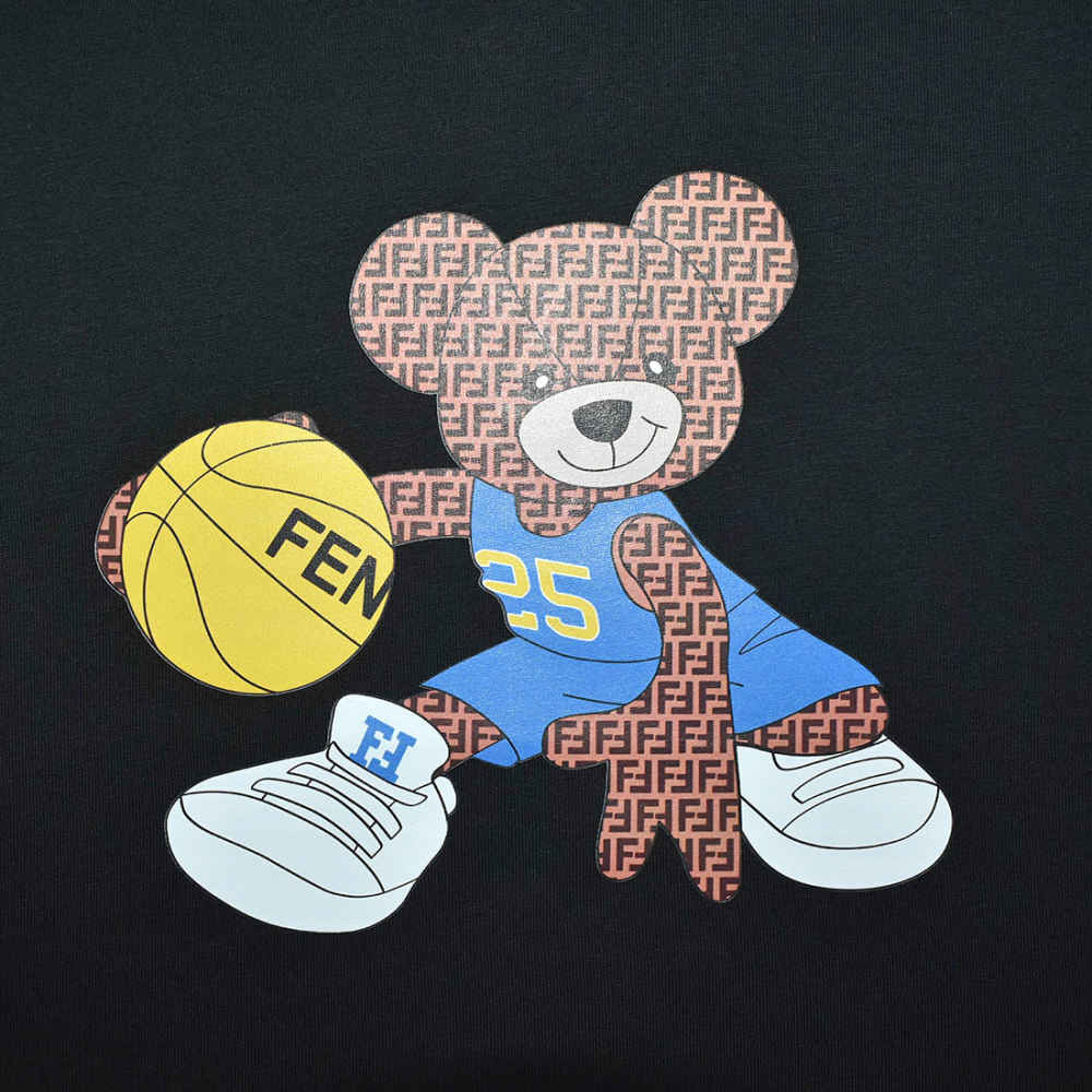 Fendi Basketball Teddy-Bear Black Premium Kids T-shirt-thumb-3