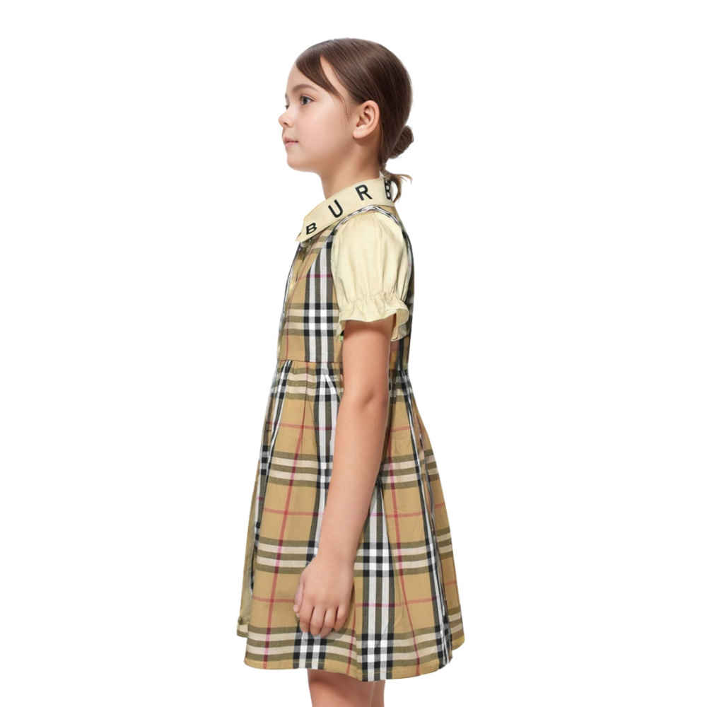 Burberry Mustard Premium Girls Dress-thumb-2