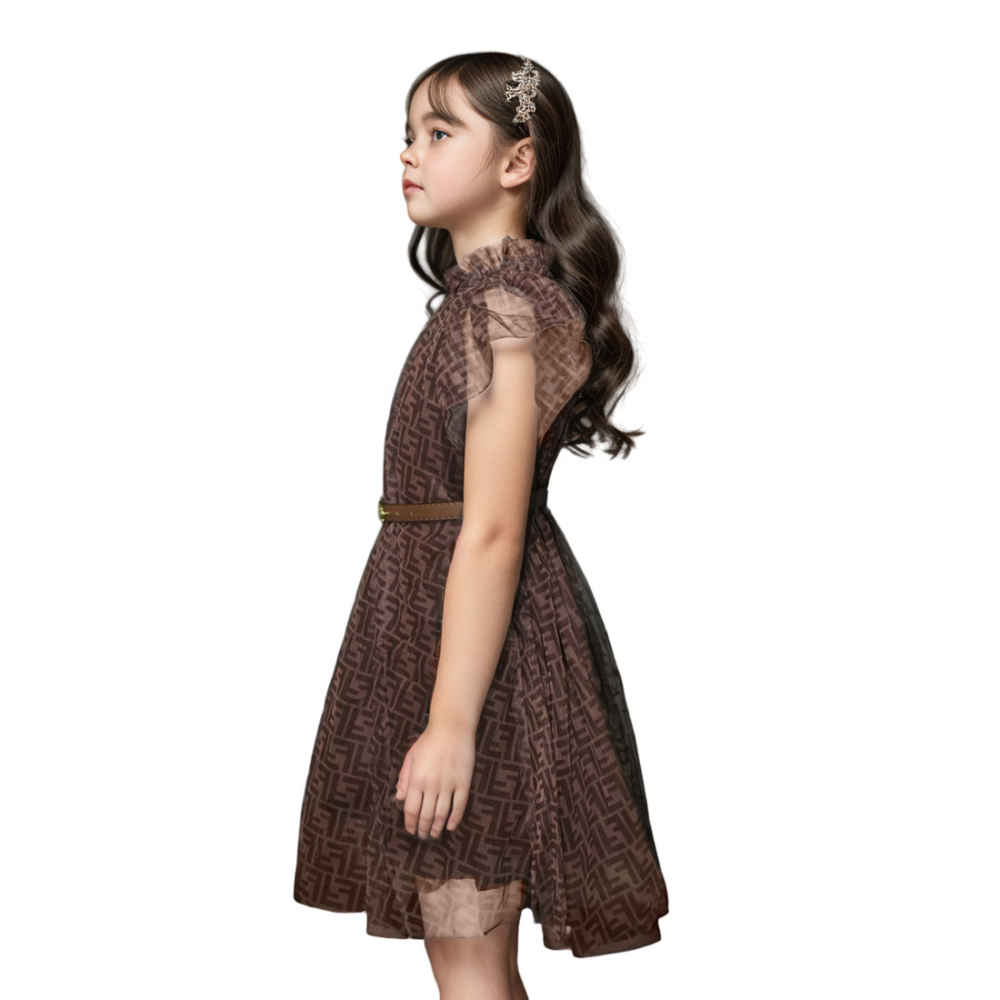 Fendi Brown Premium Quality Girls Dress-2