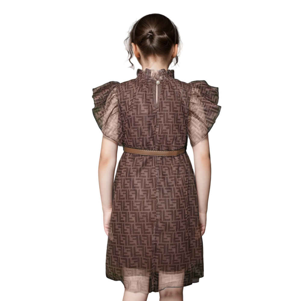 Fendi Brown Premium Quality Girls Dress-1