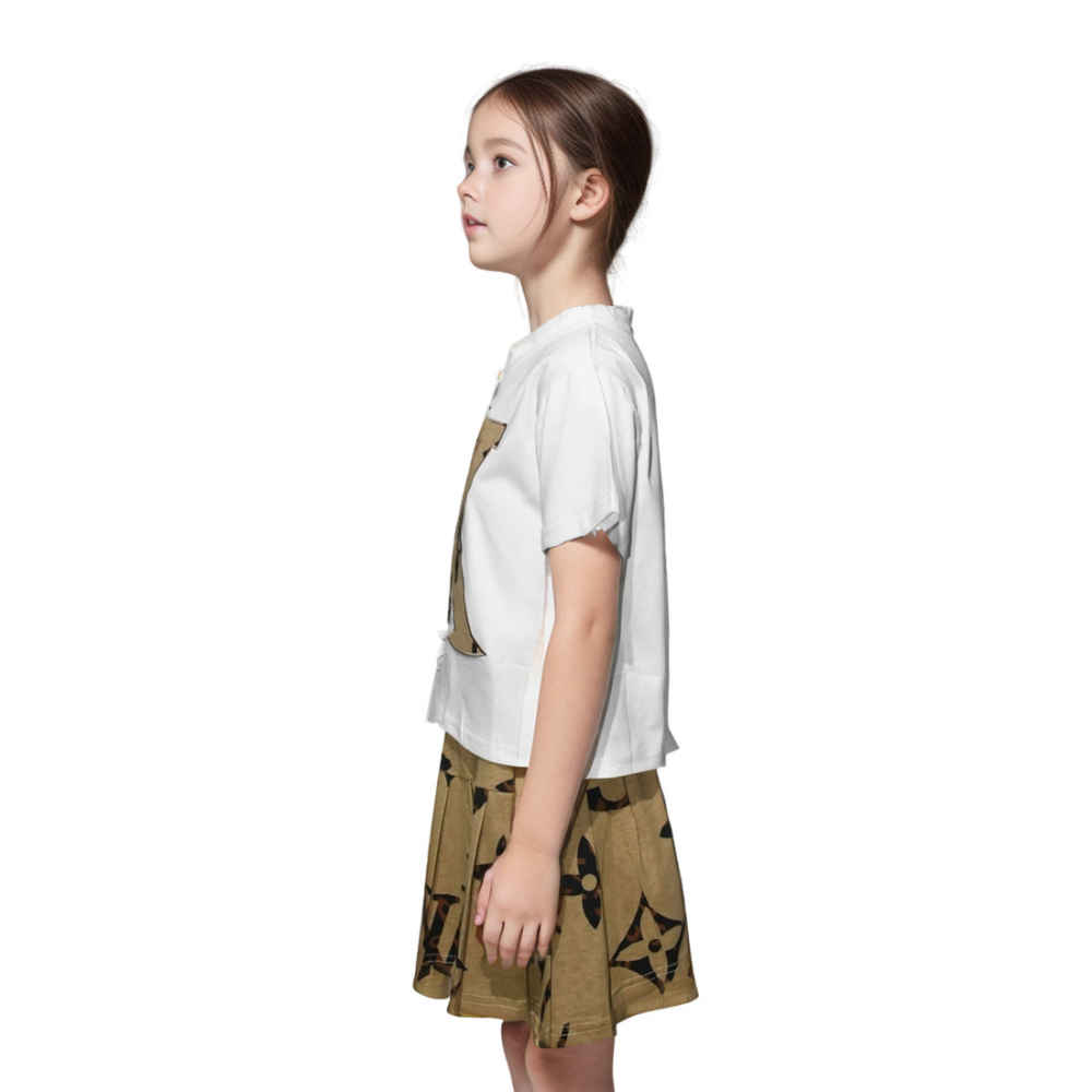 Louis Vuitton White Premium Girls Co-ord Set-thumb-2