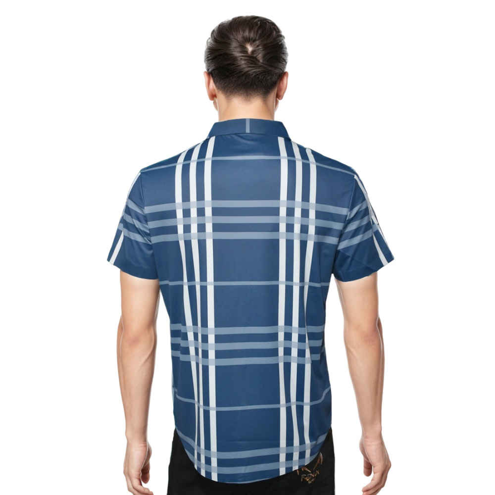 Burberry Blue Checks Embroidered Premium Shirt-1