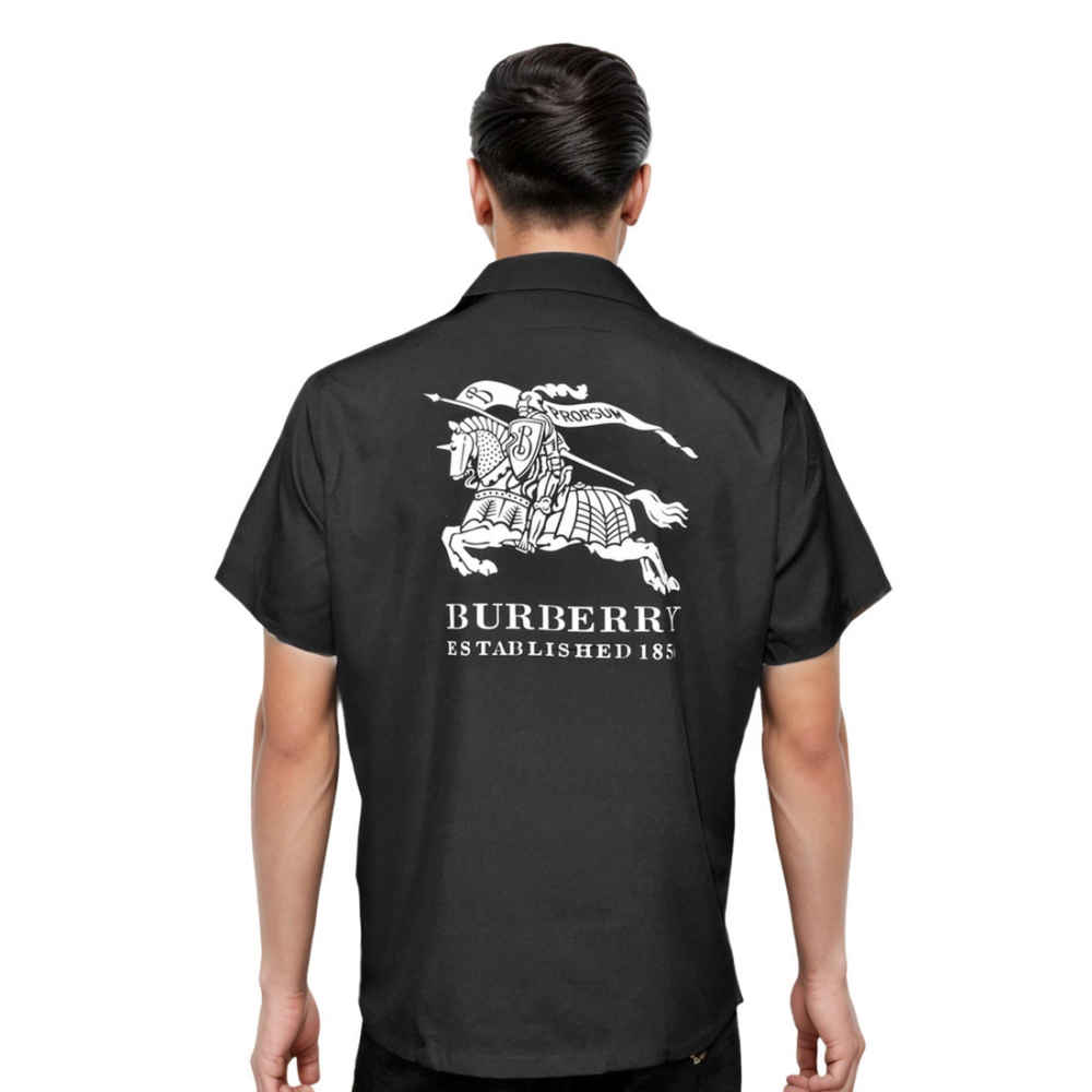 Burberry England Black Classic Satin Half Sleeves Shirt-thumb-1