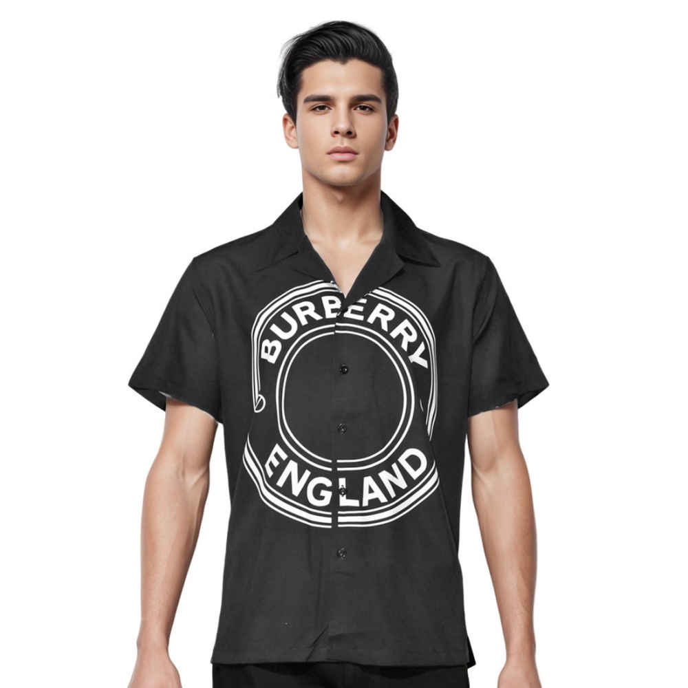 Burberry England Black Classic Satin Half Sleeves Shirt-thumb-0