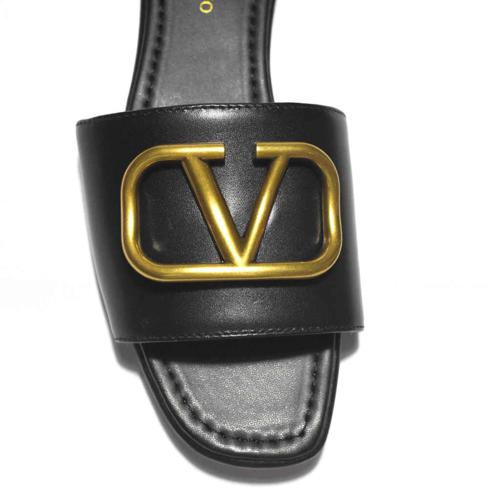 Valentino Black Premium Quality Women's Flat Sandals-3