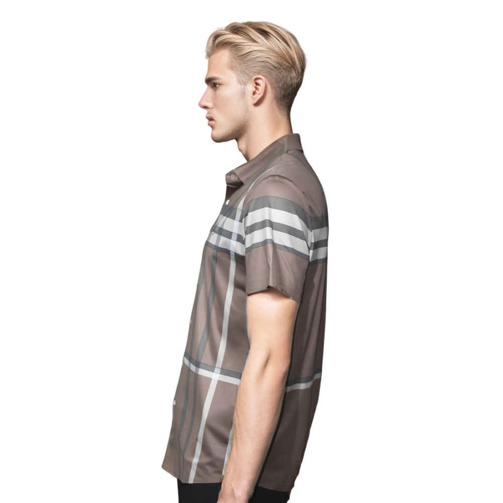 Burberry Brown Checks Embroidered Premium Shirt-1