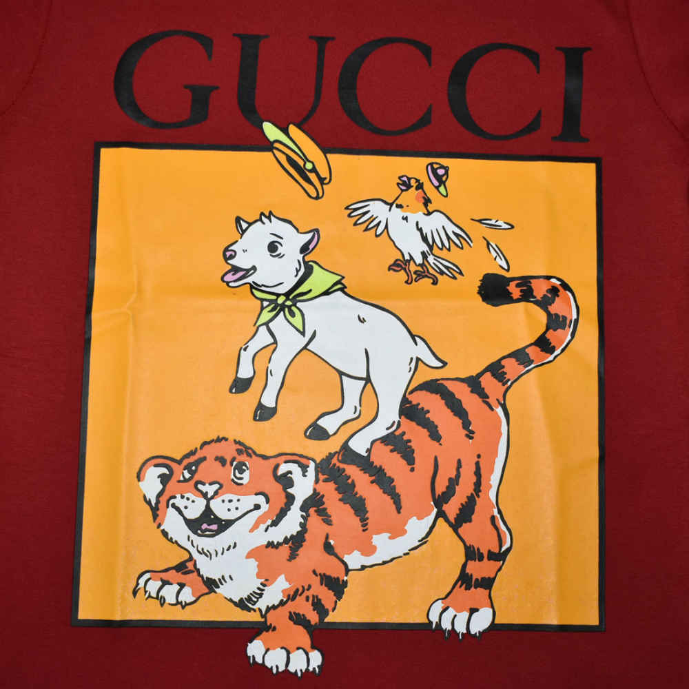 Gucci Logo Print Red Premium Kids T-shirt-3