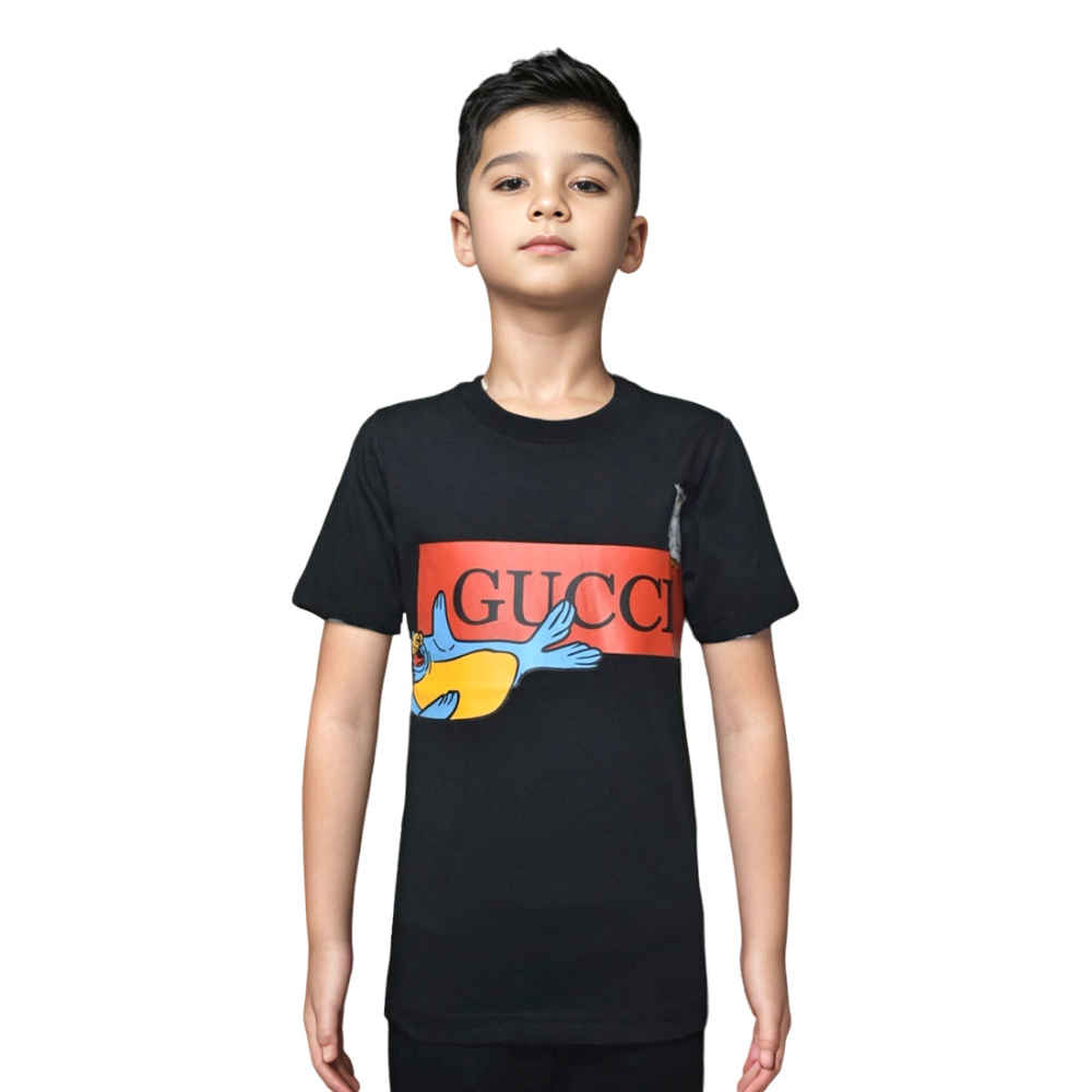 Gucci Logo Print Black Premium Kids T-shirt-thumb-0