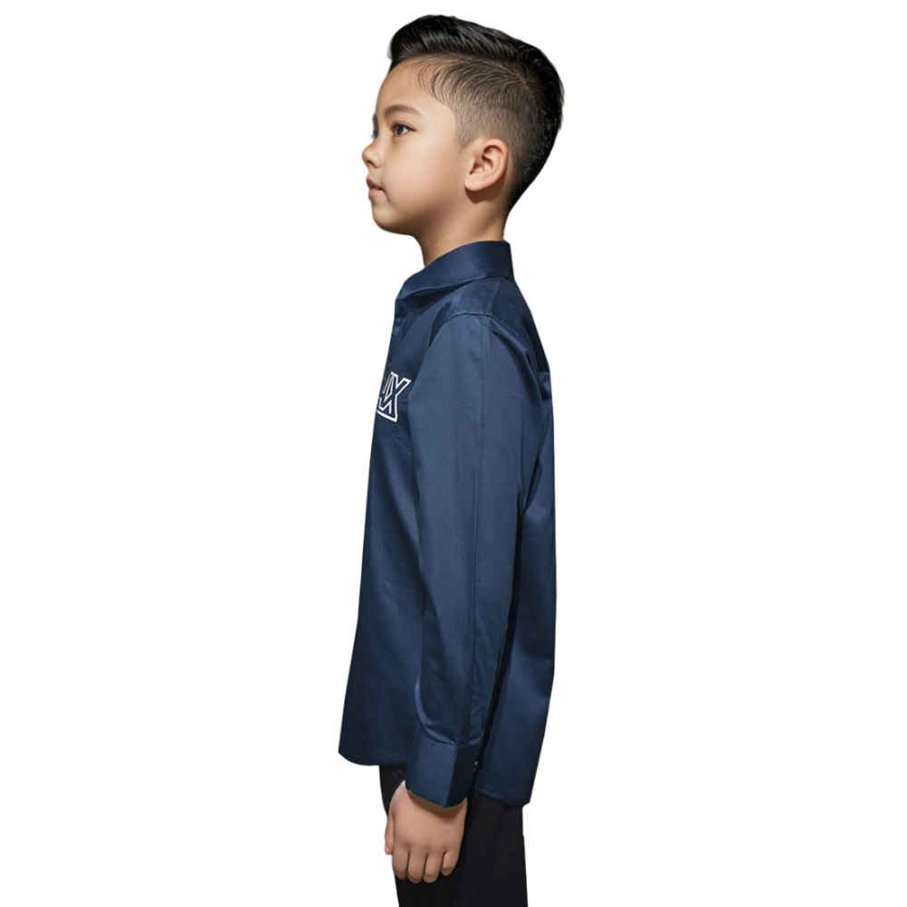Armani Exchange Blue Premium Logo Print Kids Shirt-2