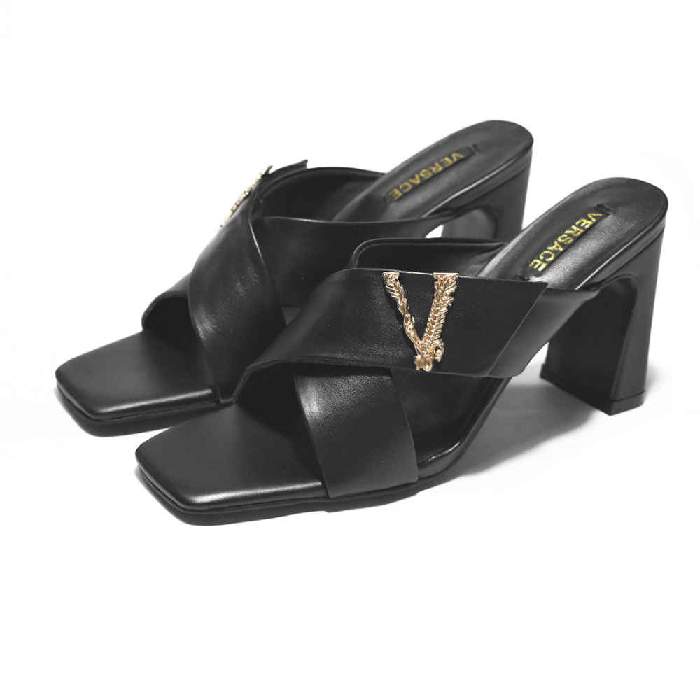 Versace Black Premium Quality Heels Sandals-thumb-0