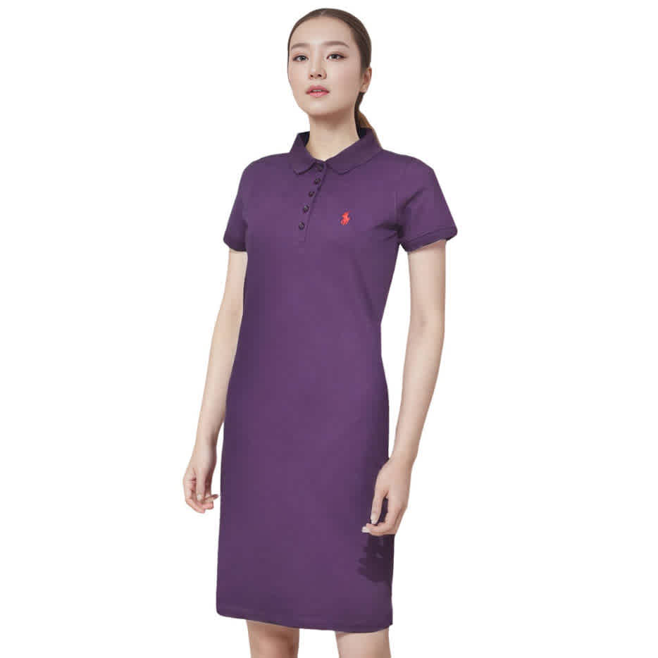 Ralph Lauren Embroidery Logo Dark Purple Premium Dress-thumb-0