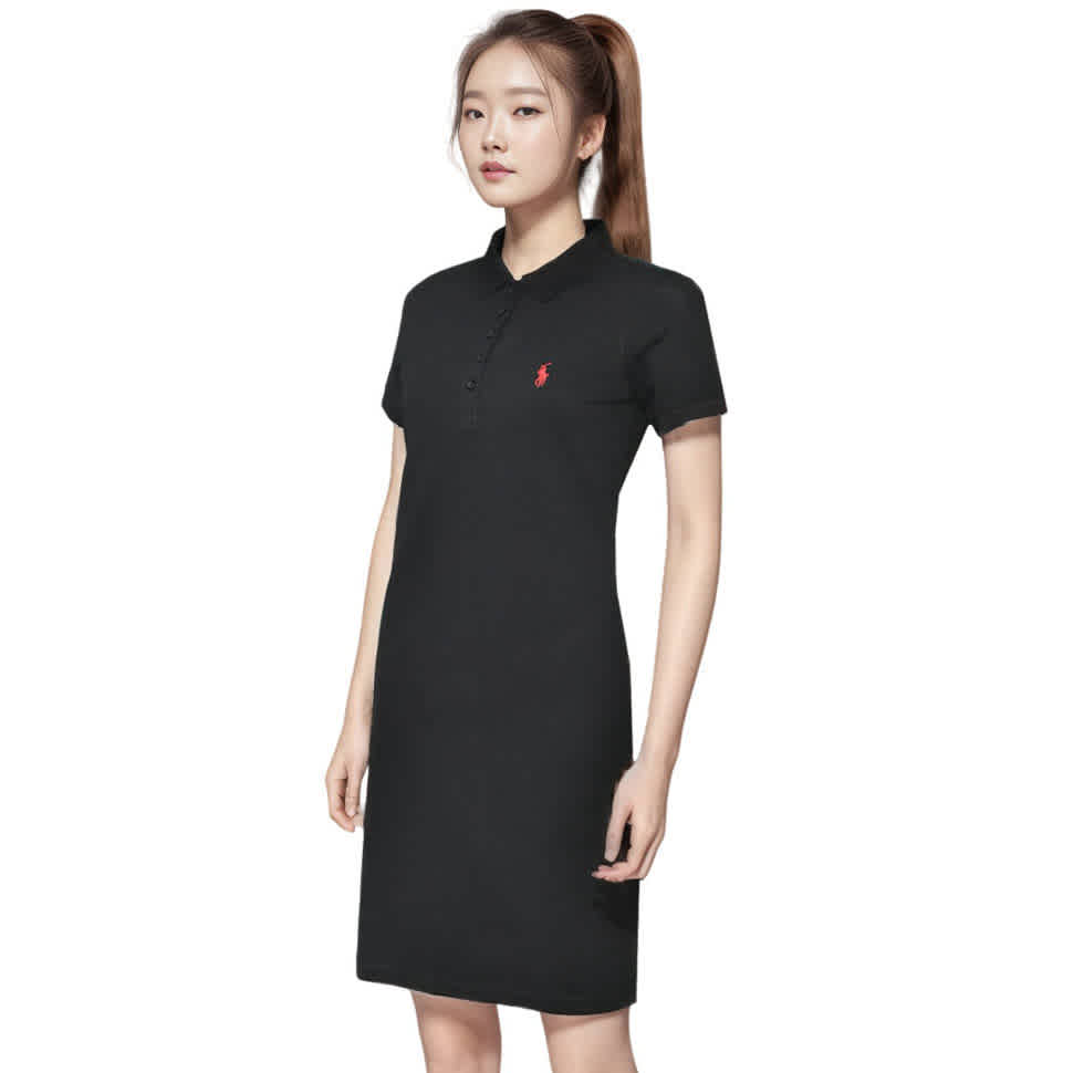 Ralph Lauren Embroidery Logo Black Premium Dress-thumb-0