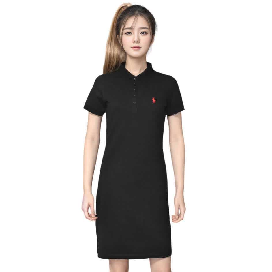 Ralph Lauren Embroidery Logo Black Premium Dress-thumb-1