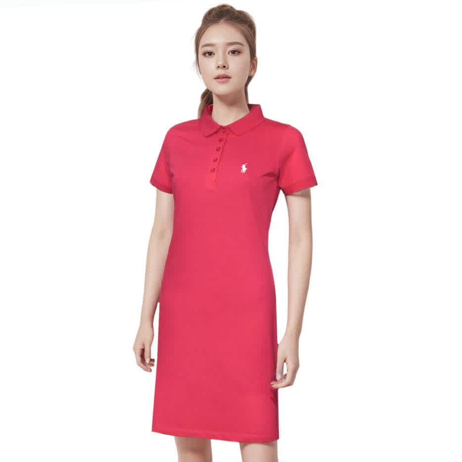 Ralph Lauren Embroidery Logo Pink Premium Dress-thumb-0