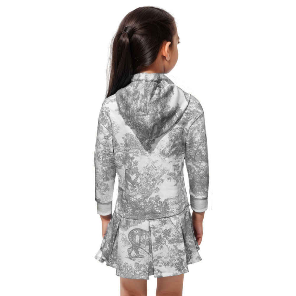 Dior Bee Embroidery Black & White Premium Girls Dress-thumb-1