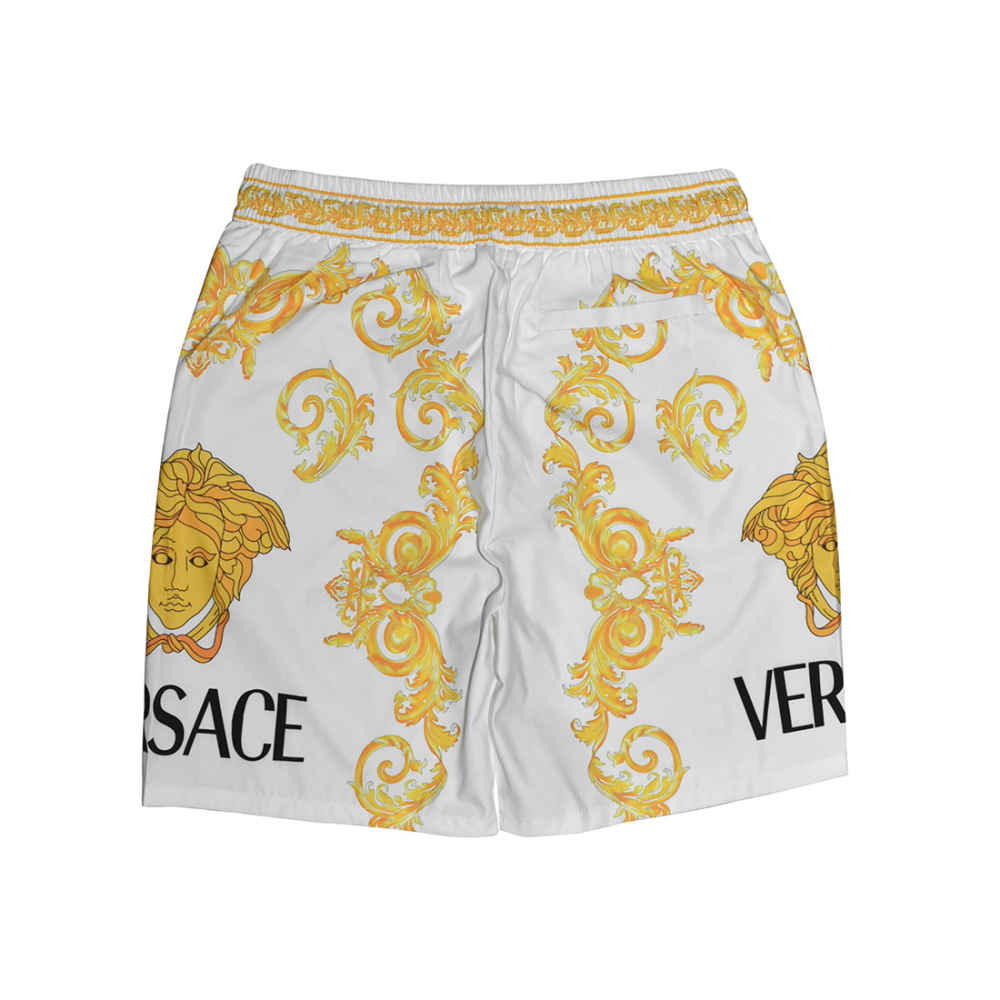 Versace Wild Baroque Print White Swim Mens Shorts-1