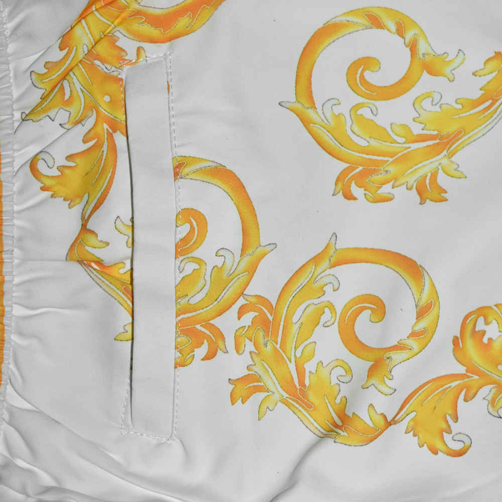 Versace Wild Baroque Print White Swim Mens Shorts-2