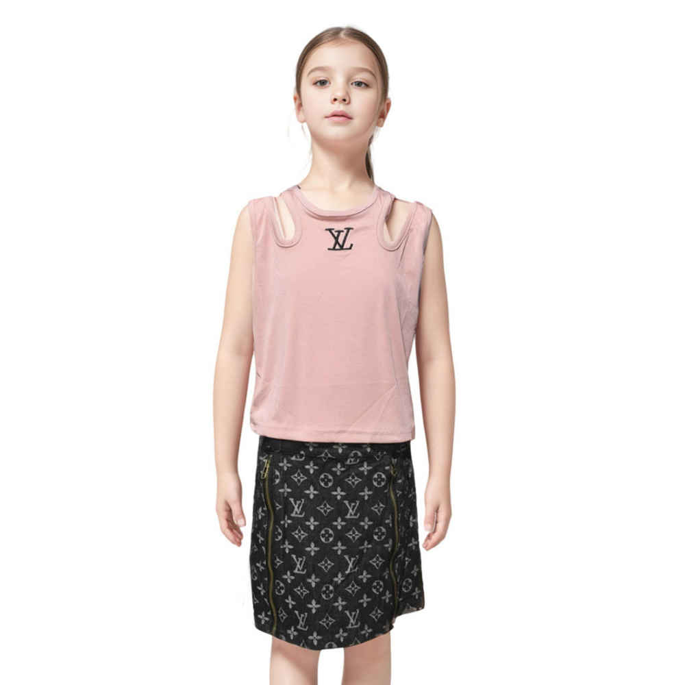 Louis Vuitton Embroidered logo Pink Girls Co-ord Set-thumb-0