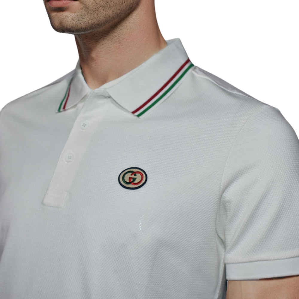 Gucci White Premium logo Embroidered T-shirt-3