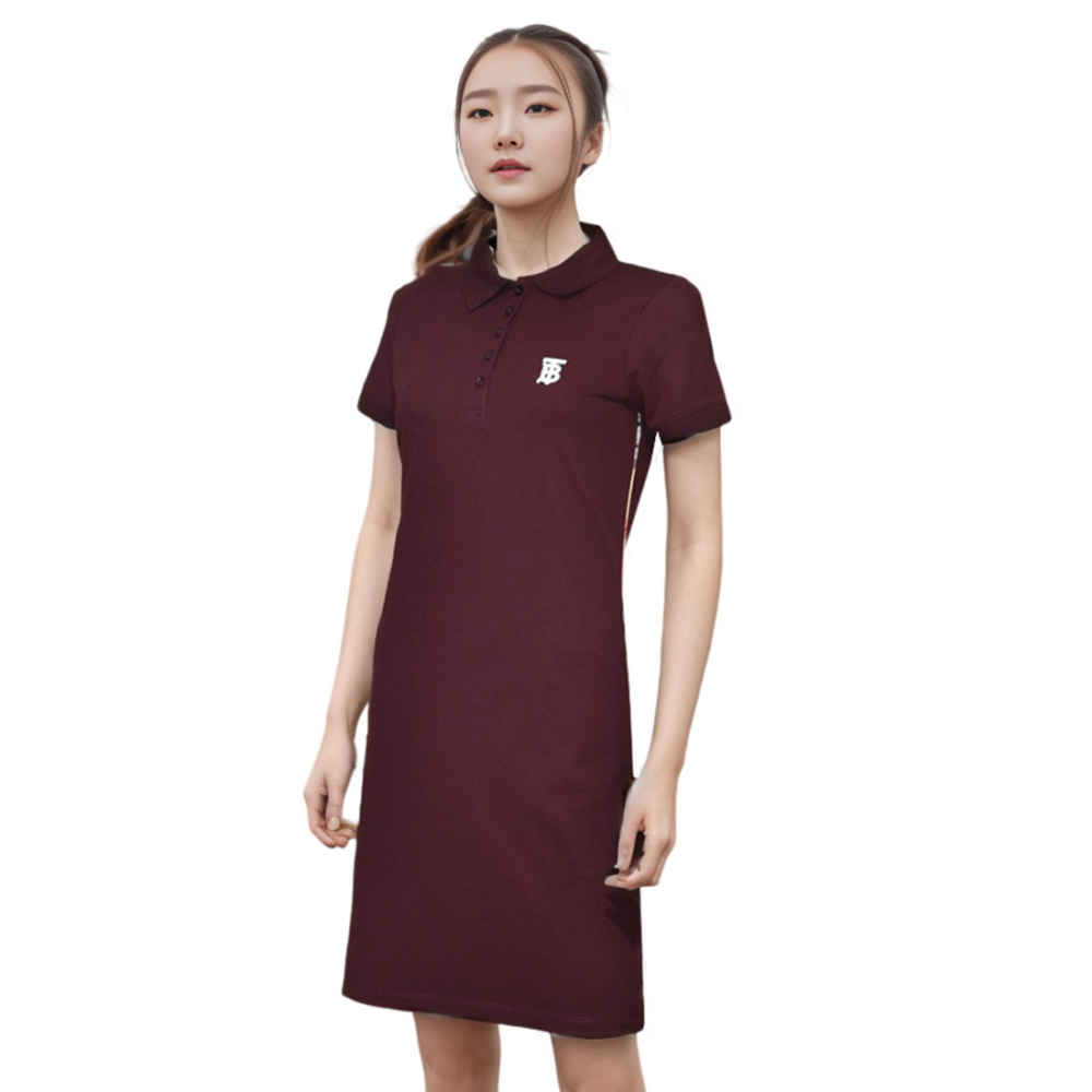 Burberry TB Print Wine Premium Quality Dress-thumb-0