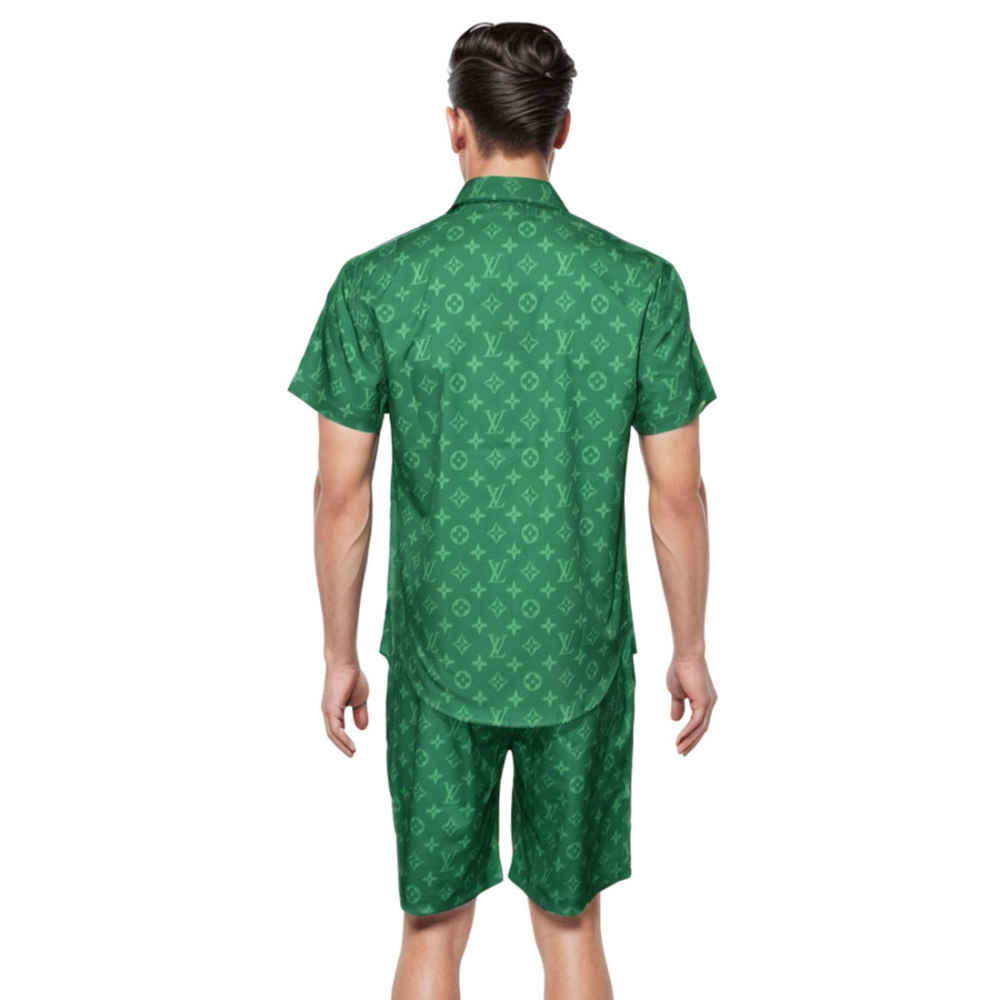 Louis Vuitton Green Premium Mens Shirt & Shorts Combo-thumb-1