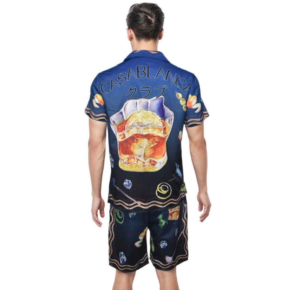 Casablanca Paris Sunset Print Blue Mens Shirt & Shorts Combo-thumb-1