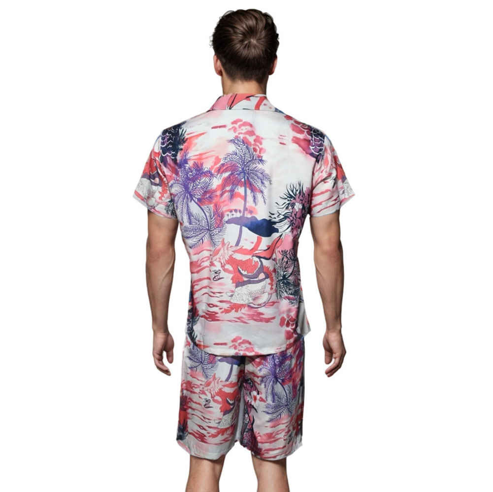 Amiri Hawaii Floral Print Pink & White Premium Shirt & Shorts Combo-thumb-1