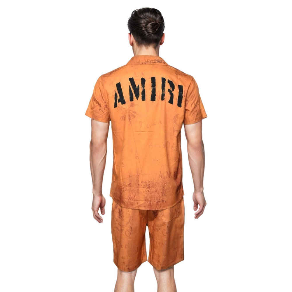 Amiri Orange Premium Mens Shirt & Shorts Combo-1