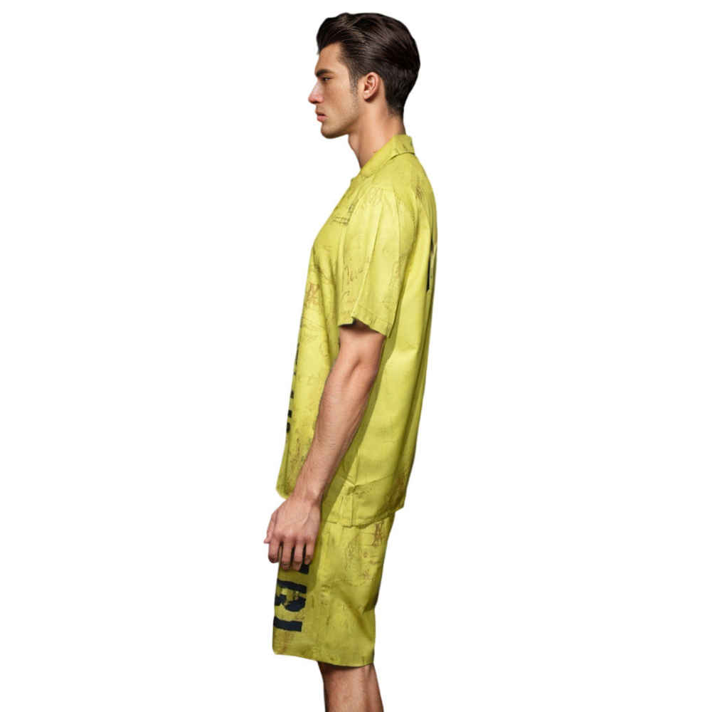 Amiri Yellow Premium Mens Shirt & Shorts Combo-2