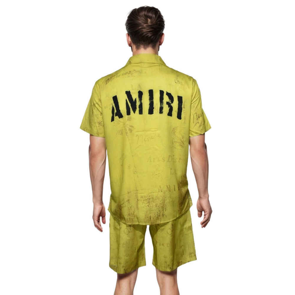 Amiri Yellow Premium Mens Shirt & Shorts Combo-1