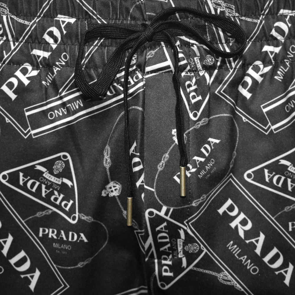 Prada Black Premium Quality Short Sleeve Shirt & Shorts Combo-5