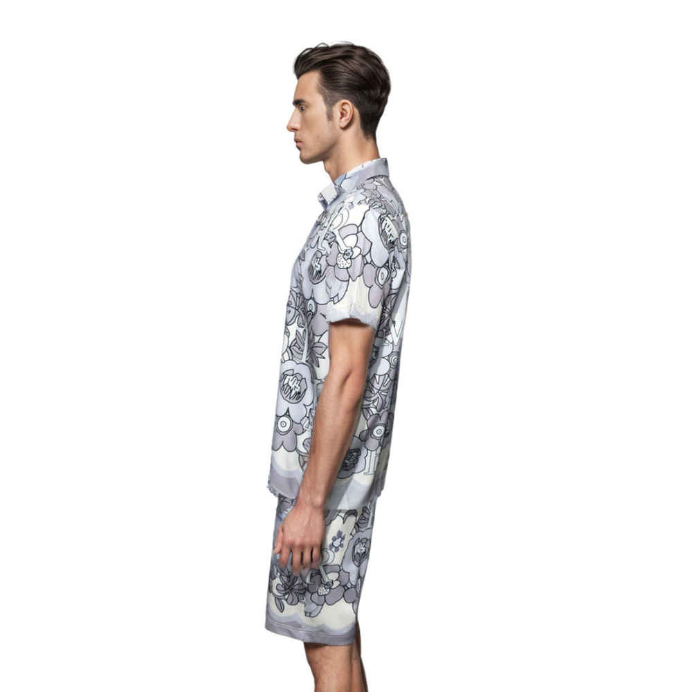 Amiri Grey Floral Premium Mens Shirt & Shorts Combo-thumb-2