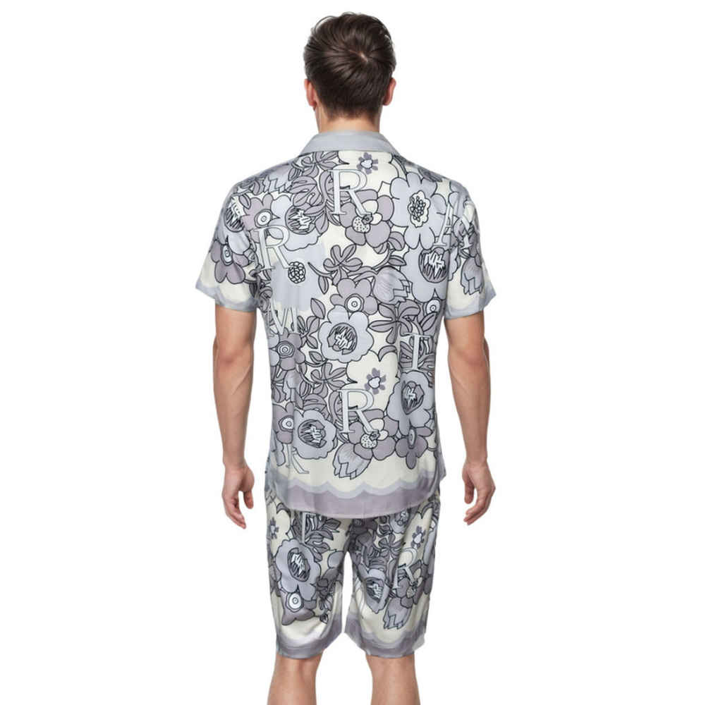 Amiri Grey Floral Premium Mens Shirt & Shorts Combo-thumb-1