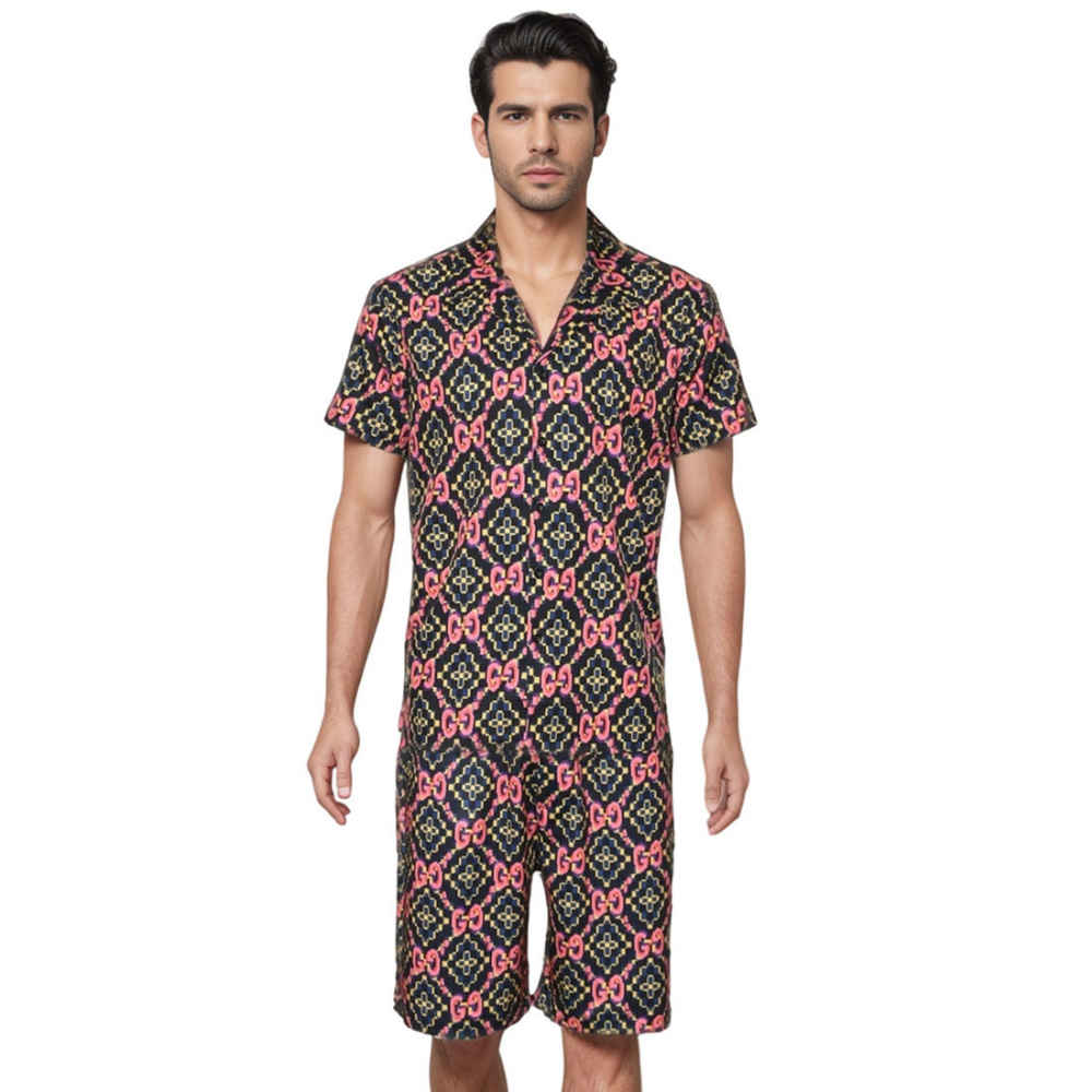 Gucci GG Print Red & Black Premium Luxury Shirt & Shorts Combo-thumb-0