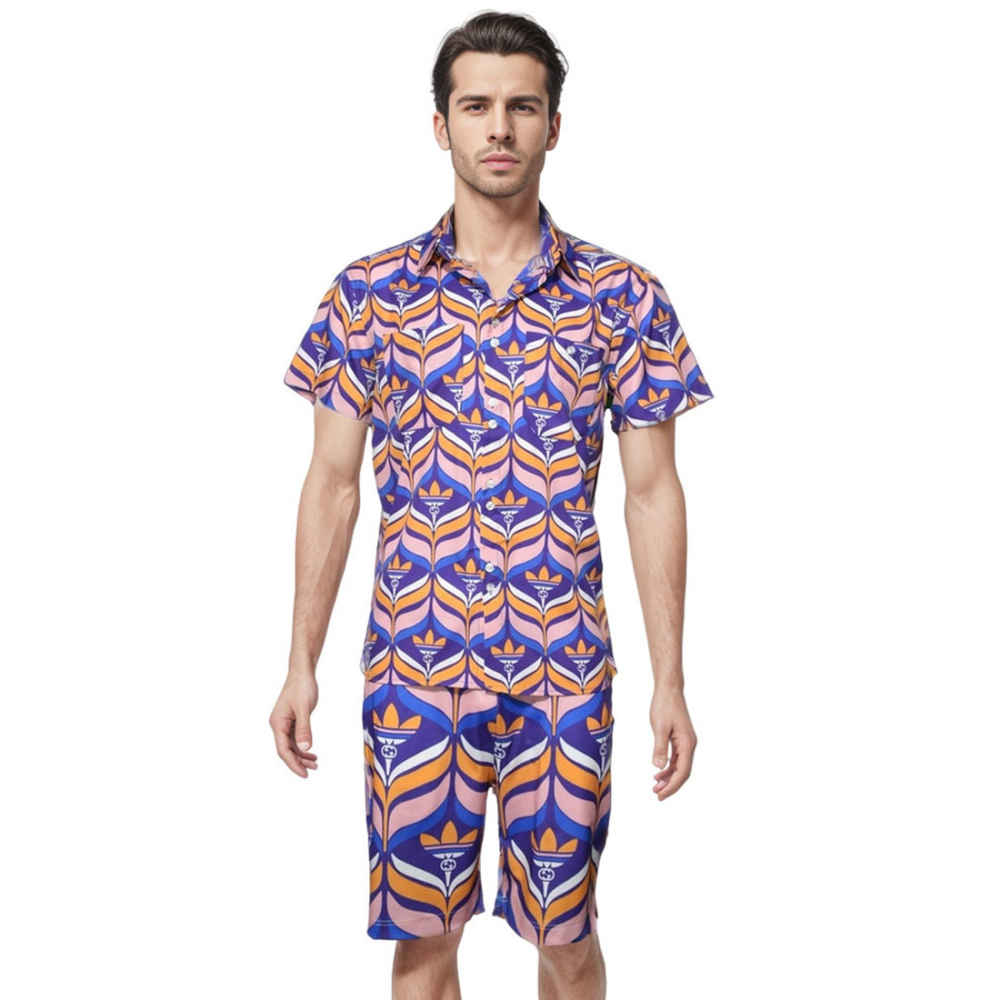 Gucci x Adidas Purple & Pink Premium Shirt & Shorts Combo-thumb-0