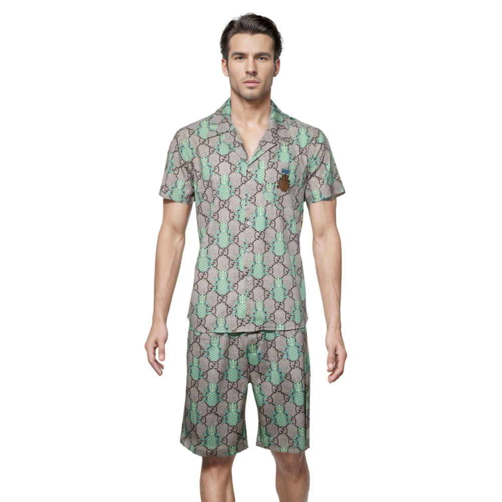 Gucci Pineapple Green GG print Bowling Shirt & Shorts Combo-thumb-0