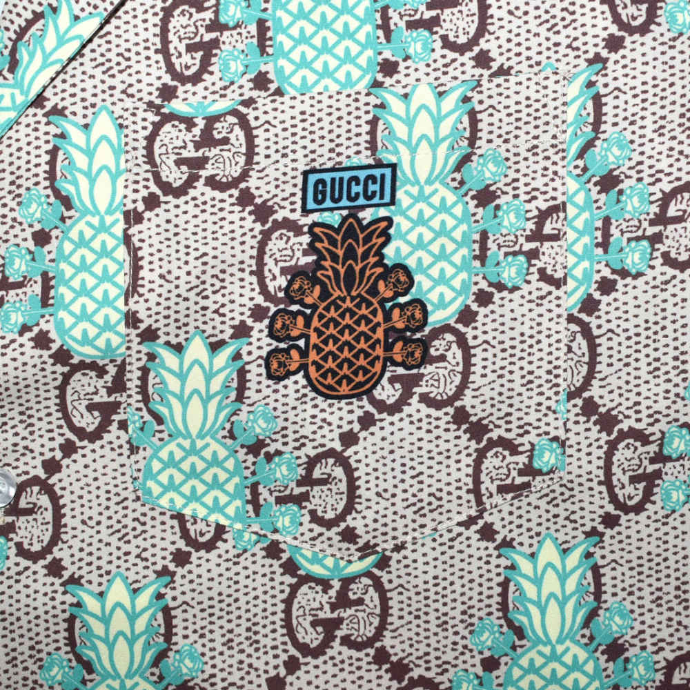 Gucci Pineapple Green GG print Bowling Shirt & Shorts Combo-thumb-3