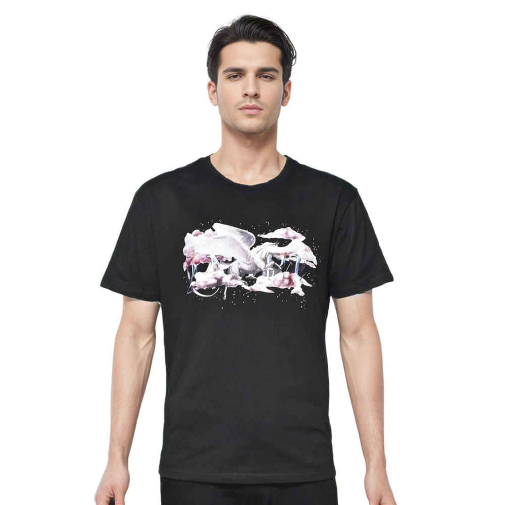 Amiri Black Pegasus Script Print Premium T-shirt-thumb-0
