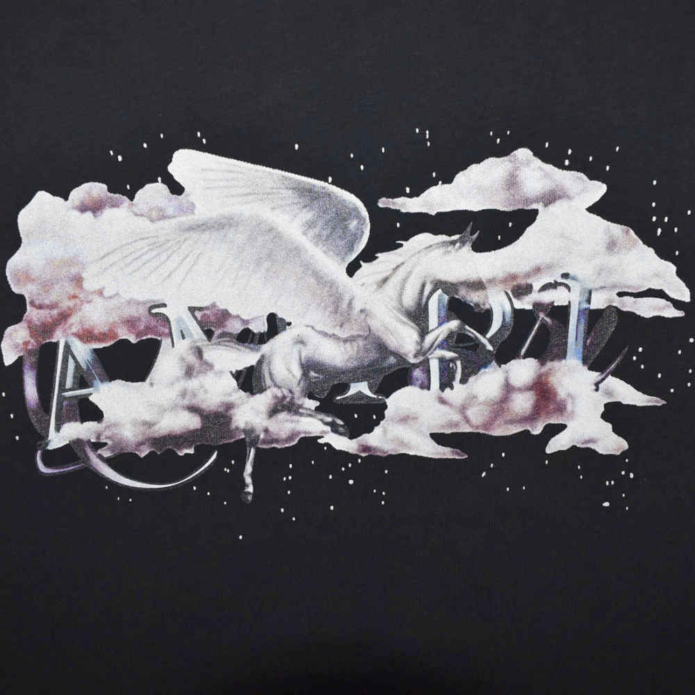 Amiri Black Pegasus Script Print Premium T-shirt-thumb-3