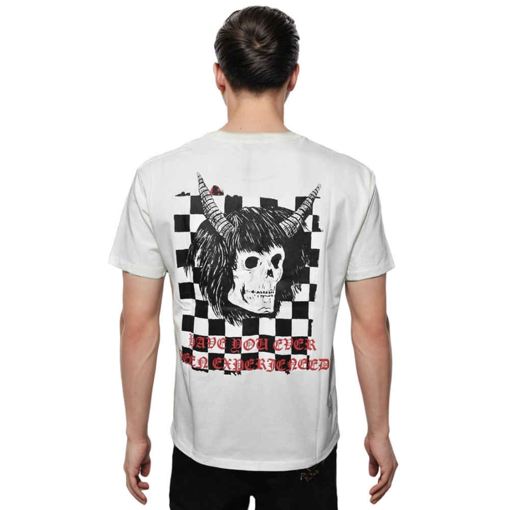 Amiri White Wes Lang Checker Skull T-shirt-thumb-1