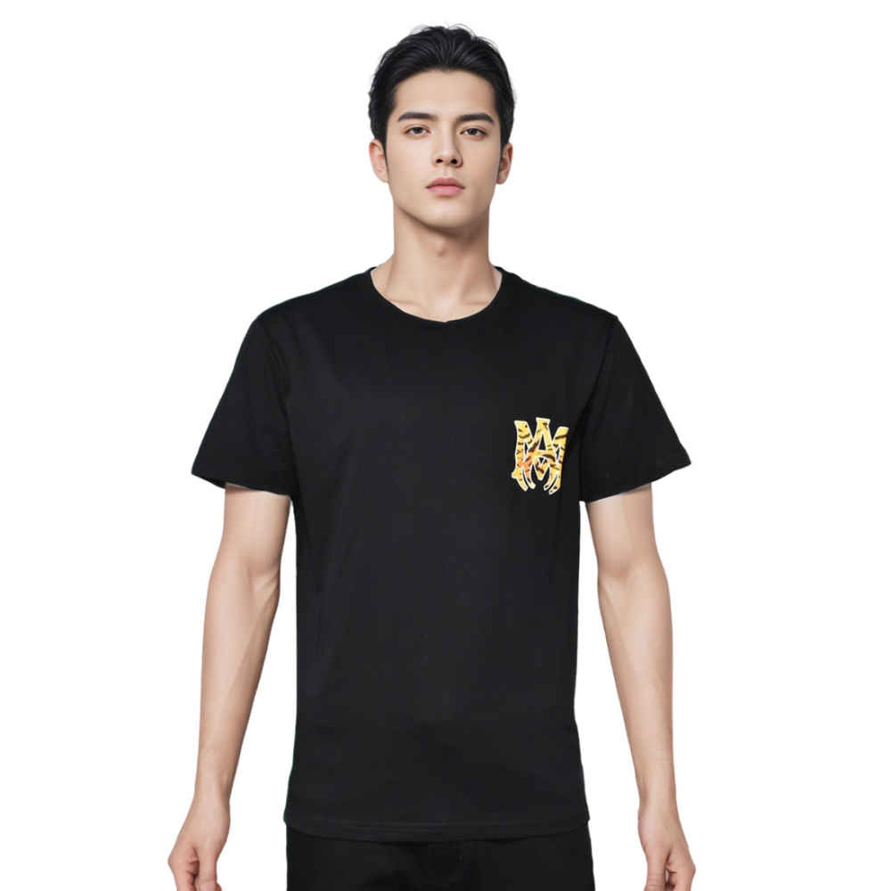 Amiri Black Premium Bandana Logo Cotton T-shirt-thumb-0