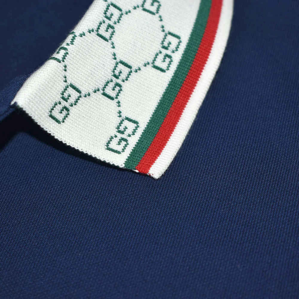 Gucci Embossed Logo Blue Premium Quality T-shirt-4