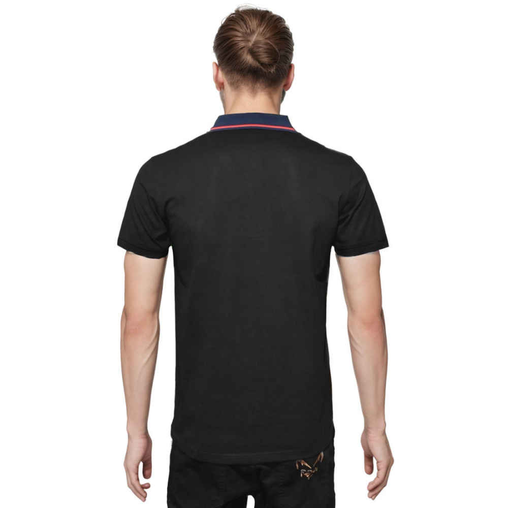 Gucci Strawberry Embroidered Black Polo T-shirt-thumb-1