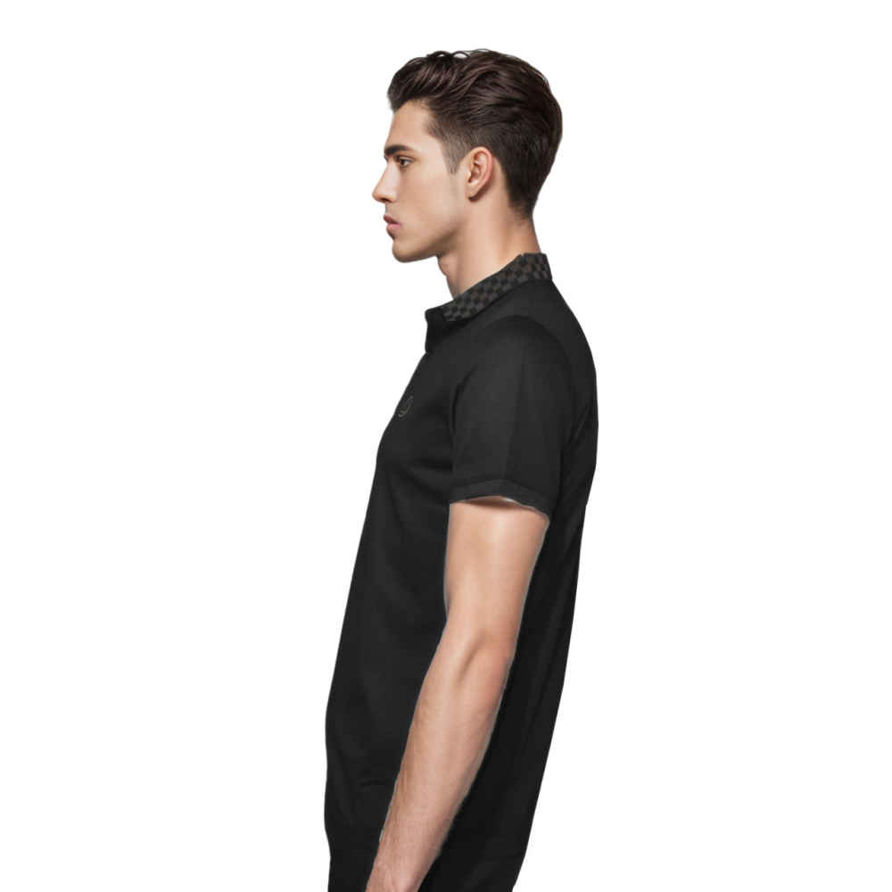 Louis Vuitton Logo Print Black Premium Quality Polo Tees-thumb-2