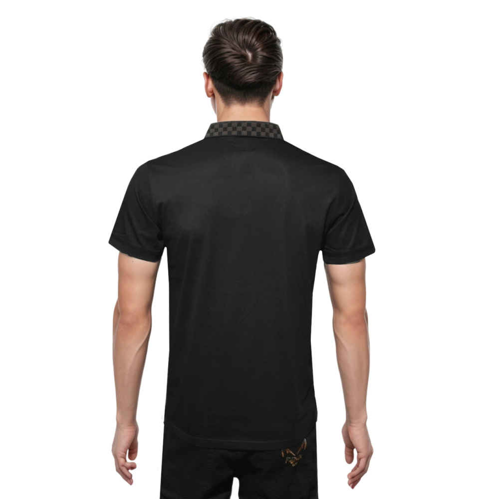 Louis Vuitton Logo Print Black Premium Quality Polo Tees-thumb-1
