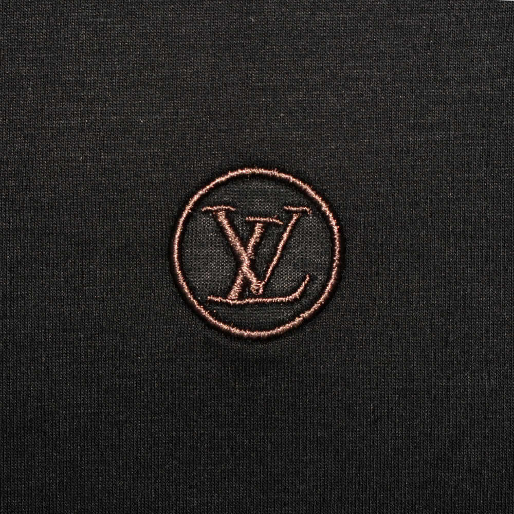 Louis Vuitton Logo Print Black Premium Quality Polo Tees-thumb-3