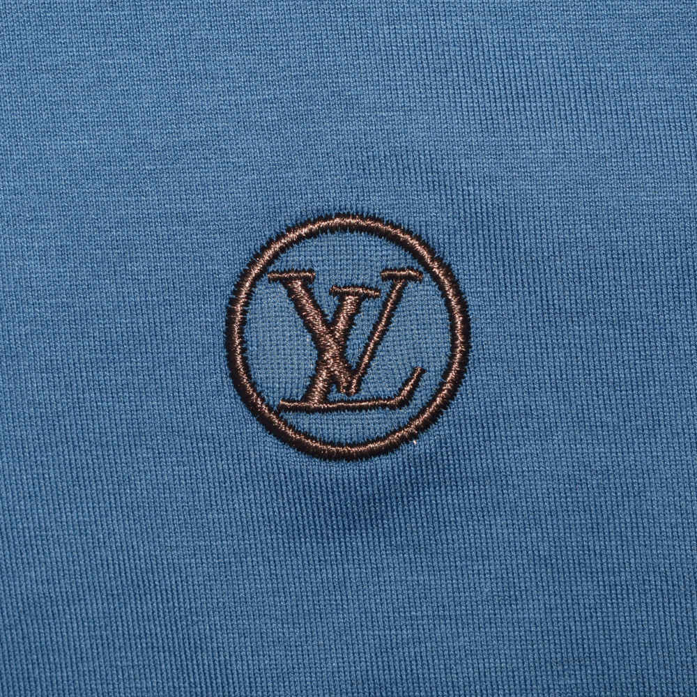 Louis Vuitton Logo Print Blue Premium Quality Polo Tees-thumb-3