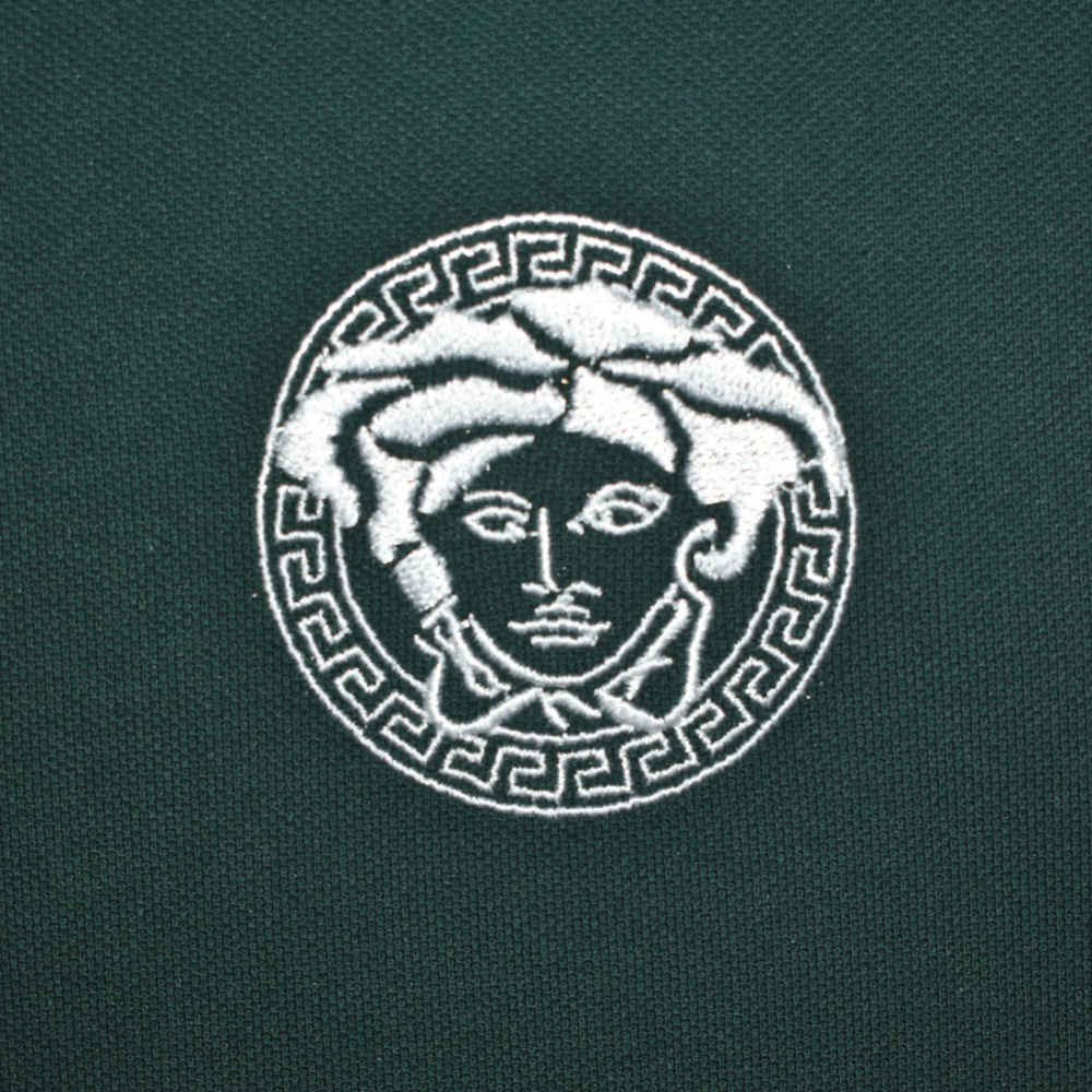 Versace Embroidered logo Green Premium Polo T-shirt-3