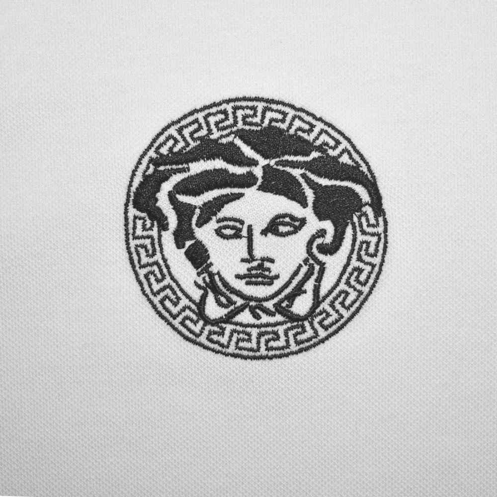 Versace Embroidered logo White Premium Polo T-shirt-5